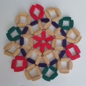 Vintage Colorful Bamboo Beaded Trivet